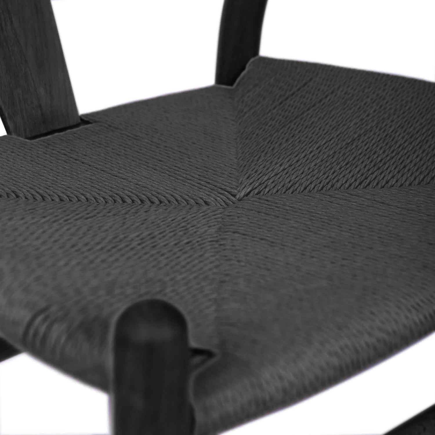 Black Wooden Wishbone Dining Chair with Black Weave