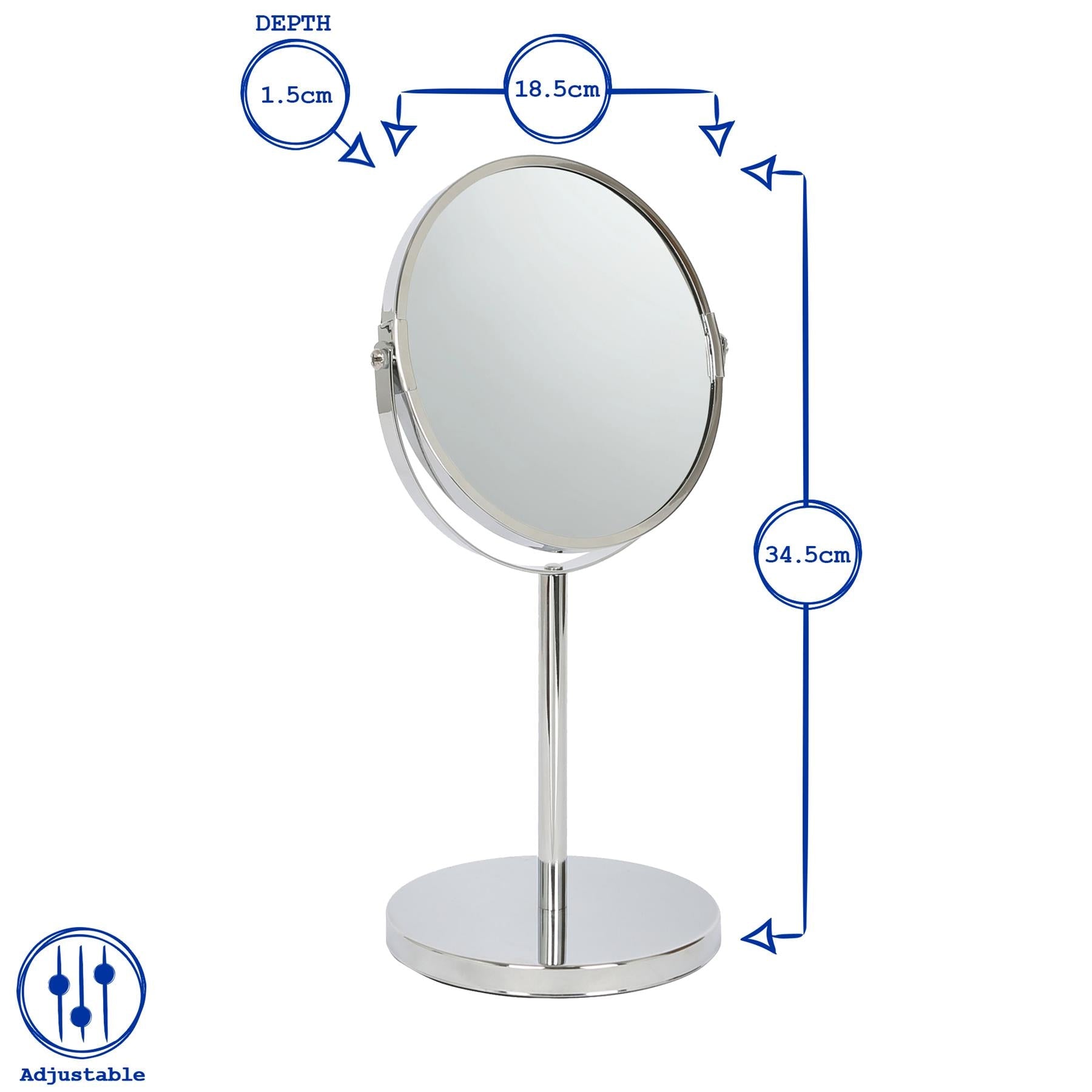 18.5cm x 34.5cm Chrome Pedestal Mirror