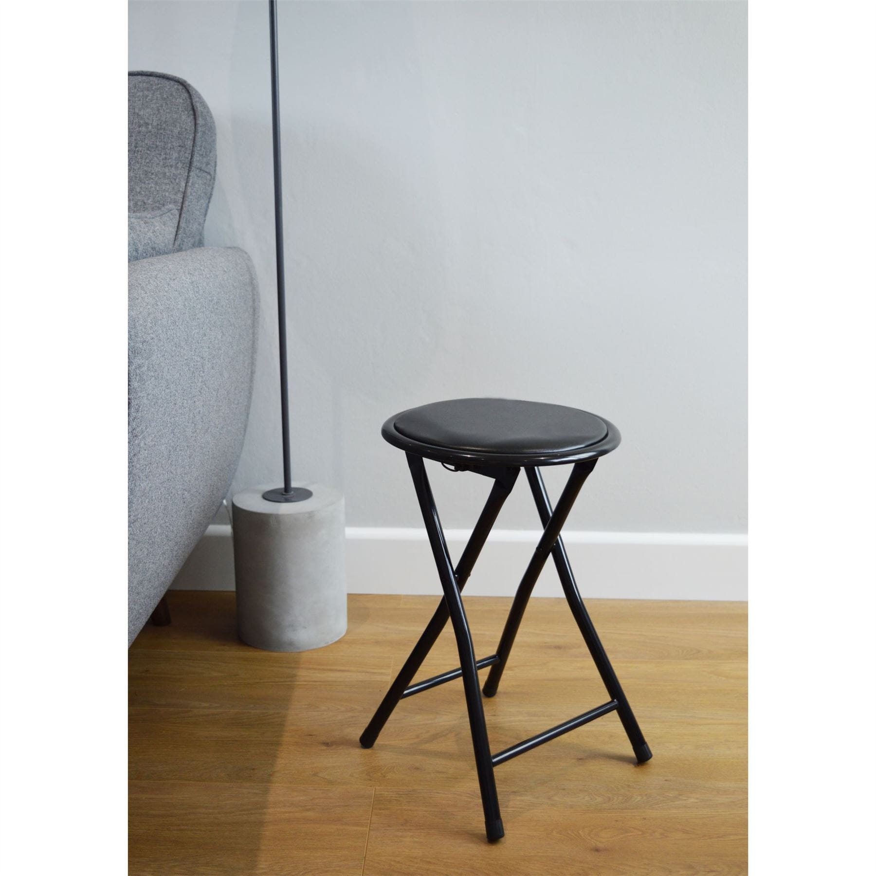 Black Padded Folding Stool