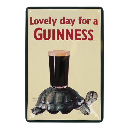 Guinness Tortoise Metal Tin Sign - 20 x 30cm - Cream
