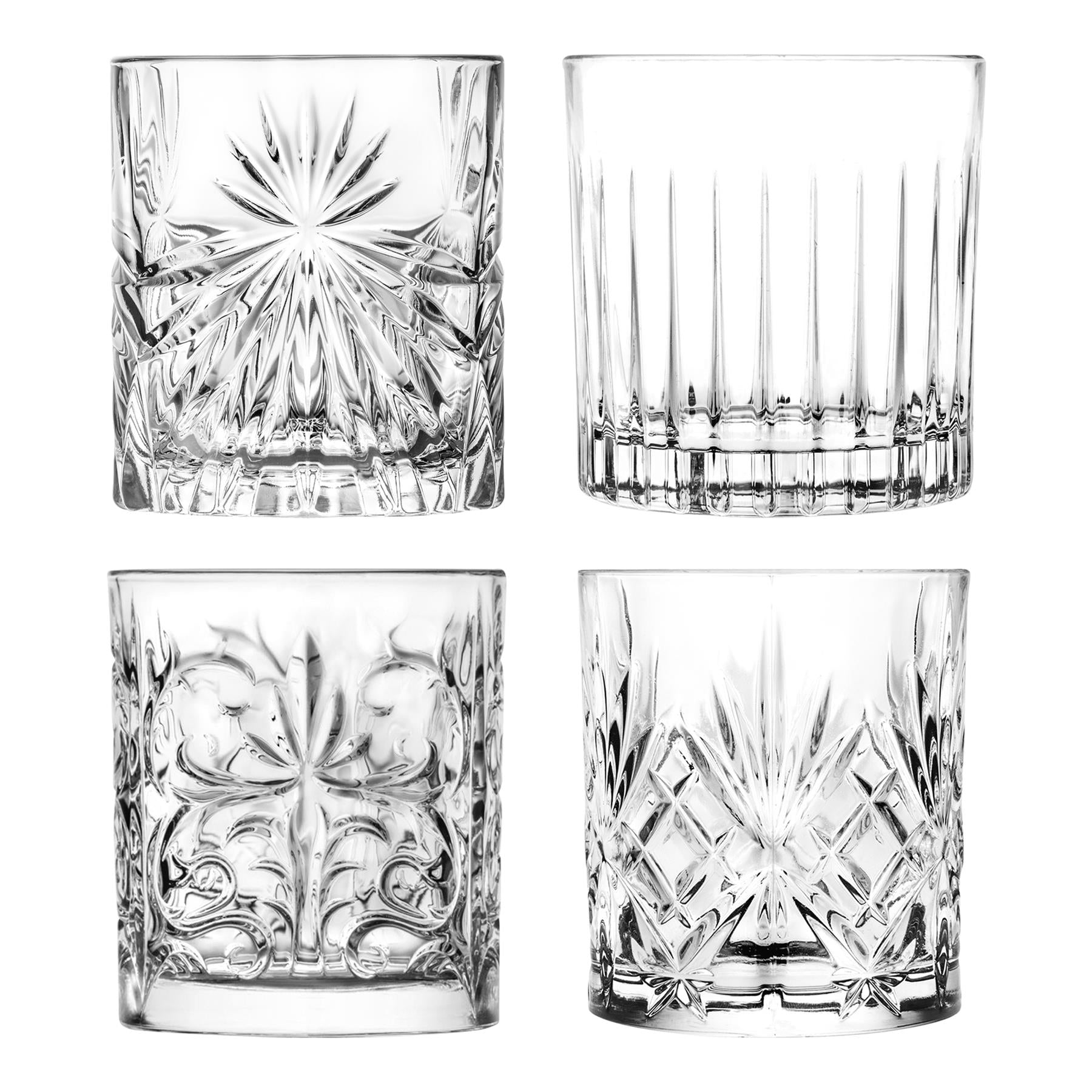 4 Piece Crystal 340ml Mixology Whisky Glass Set