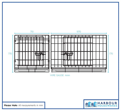 2 Door Metal Dog Crate with Removable Tray - Large