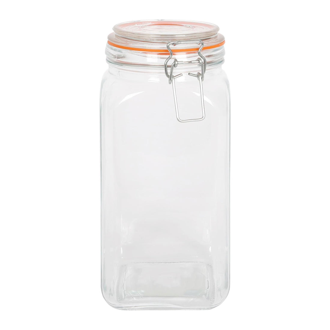 1.7L Airtight Square Glass Storage Jar with Clip-Top Lid