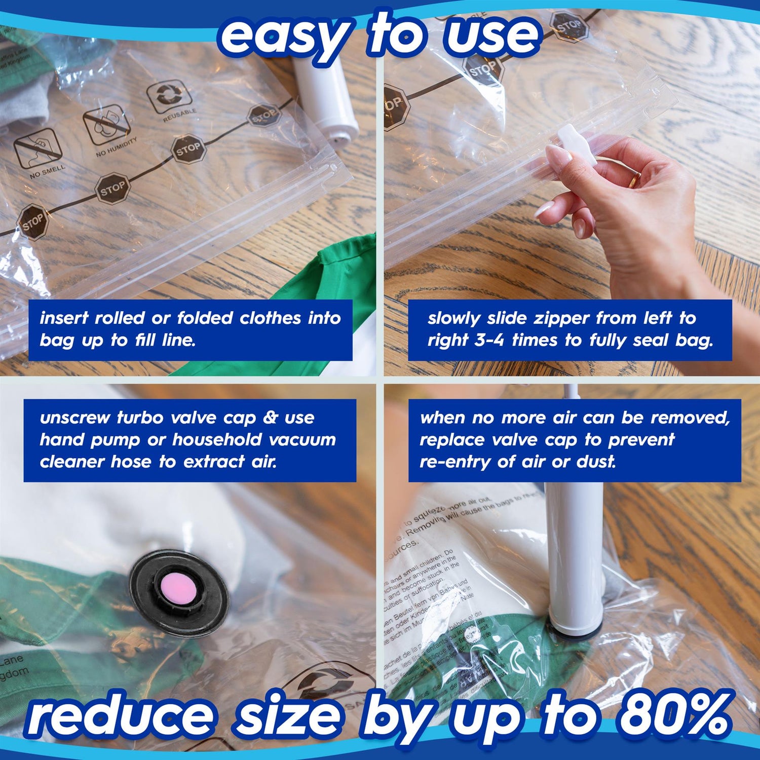Vacuum Storage Bag Hand Pump - 30cm - White