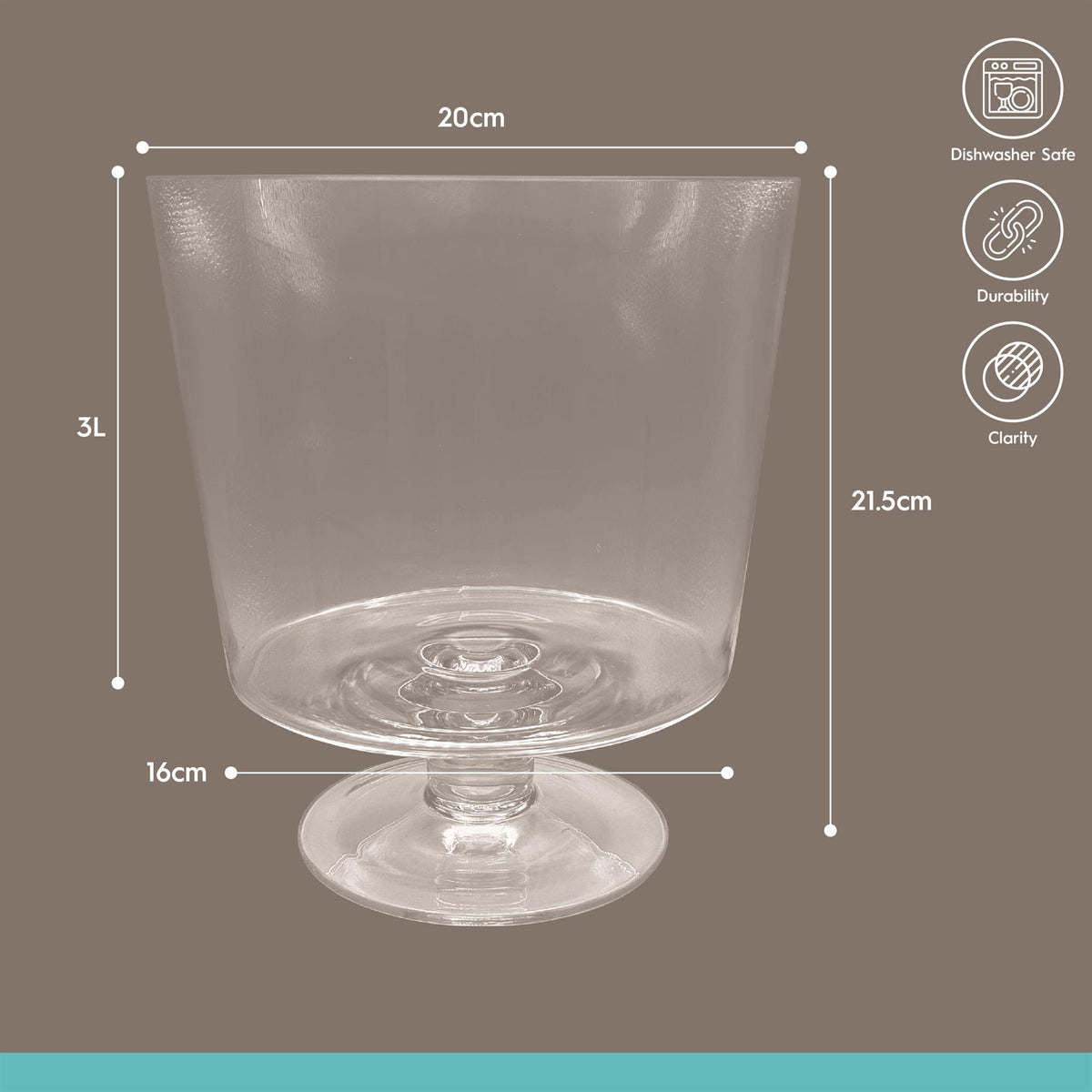 3L Glass Trifle Bowl