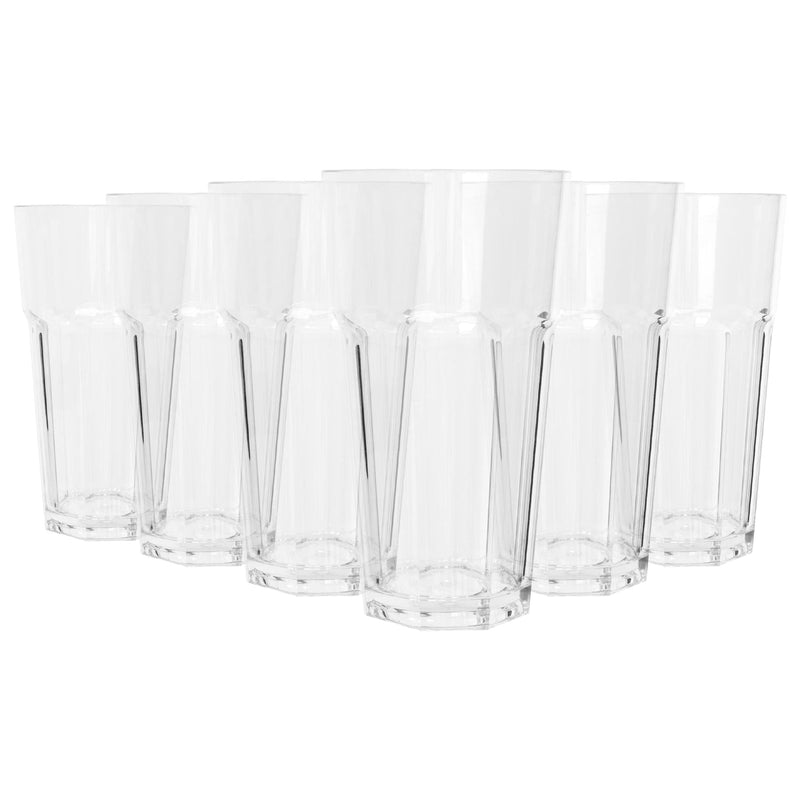 665ml Reusable Plastic Highball Glasses - Pack of 6 - By Argon Tableware
