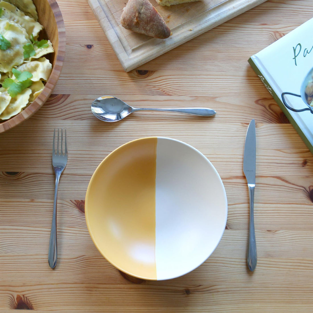 Mustard 20.5cm Two-Tone Stoneware Pasta Bowl