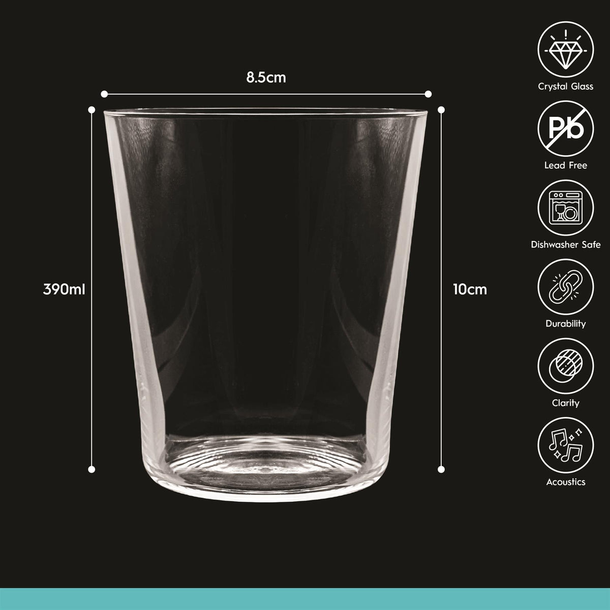 390ml Hoxton Crystal Tumblers - Pack of 6