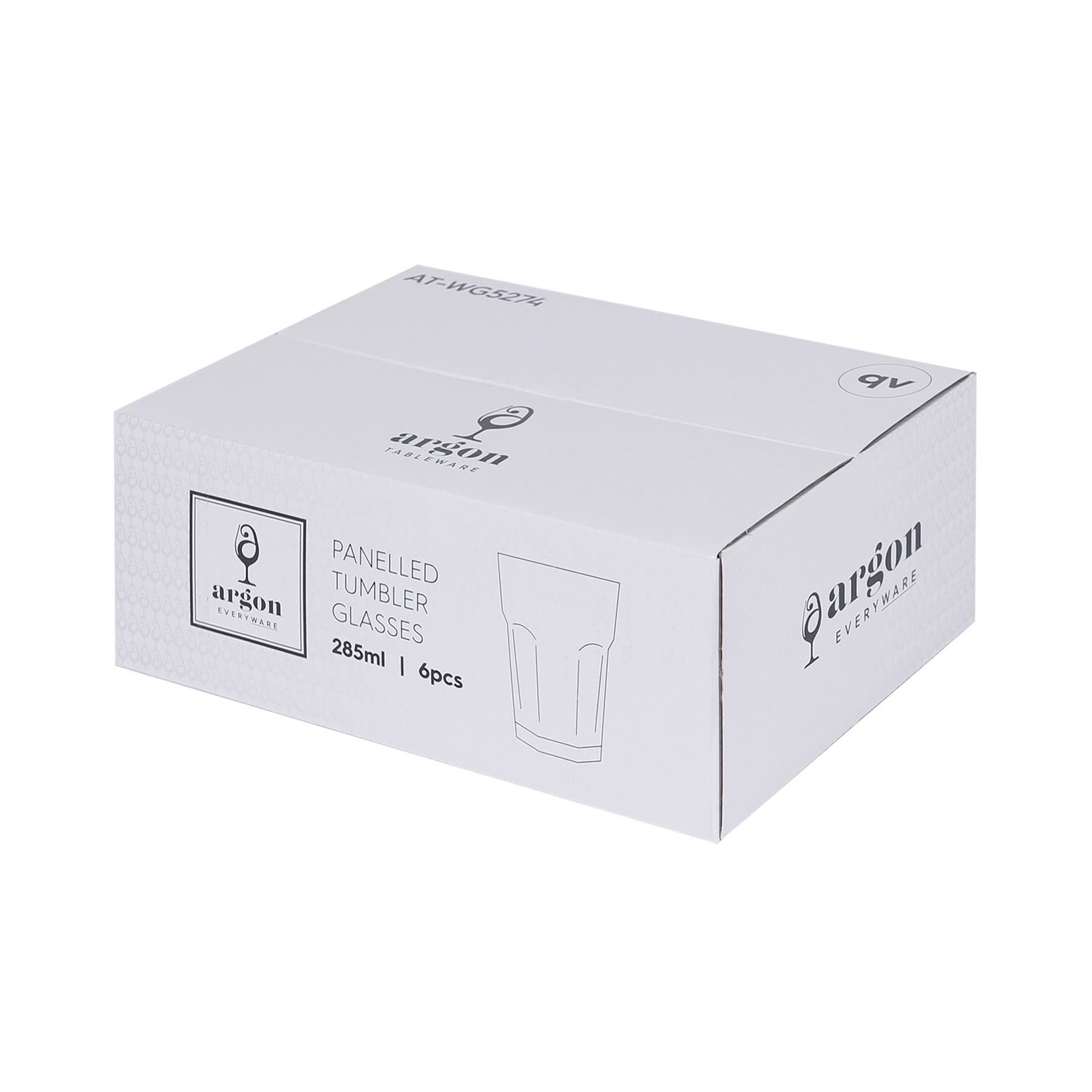 285ml Panelled Glass Tumblers - Pack of Six