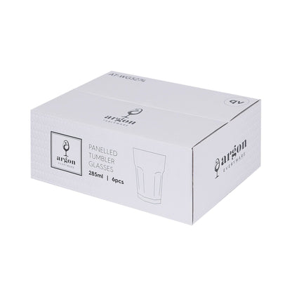 285ml Panelled Glass Tumblers - Pack of Six