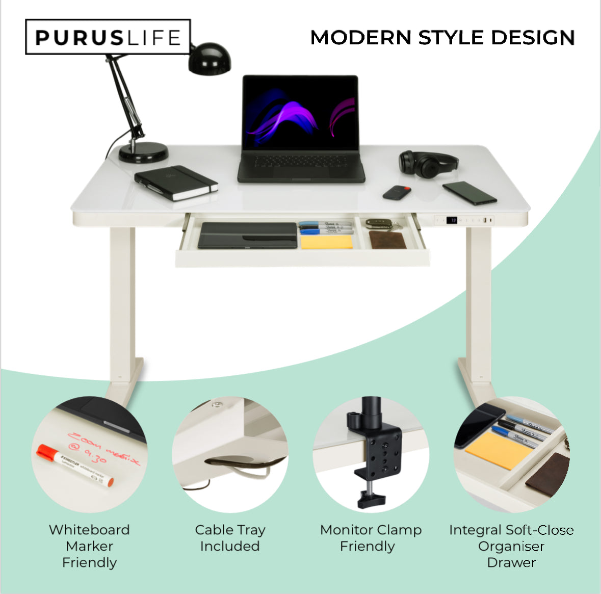 Height Adjustable Desk (Glass Top / Digital Desk)