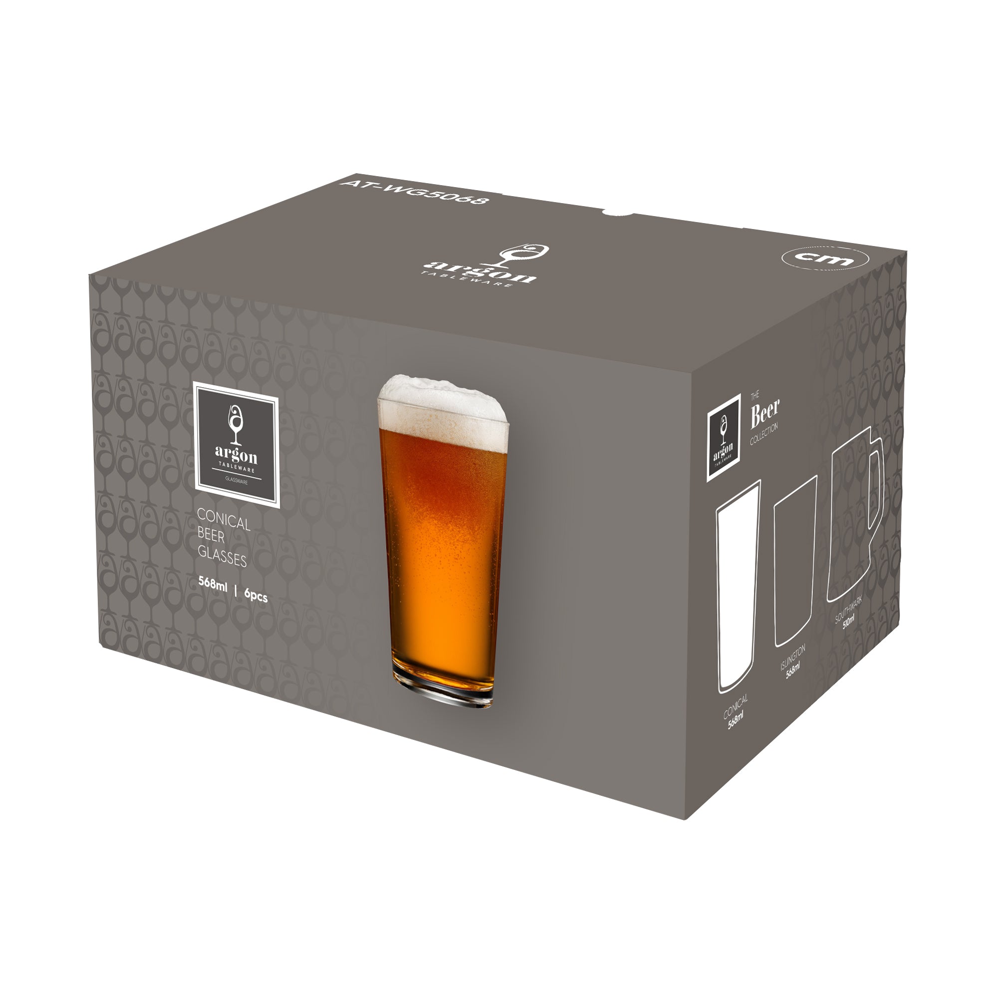568ml (20oz) Conical Pint Beer Glasses - Pack of Six