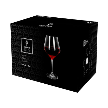 680ml Soho Crystal Red Wine Glasses - Pack of 6