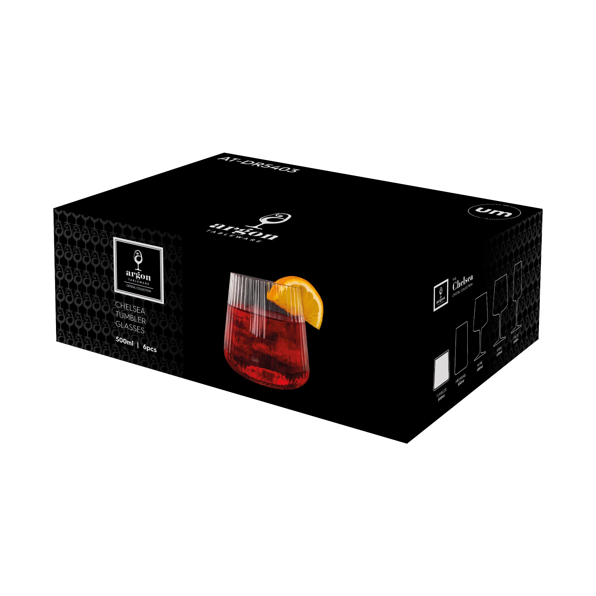 500ml Chelsea Optic Crystal Tumbler Glasses - Pack of 6