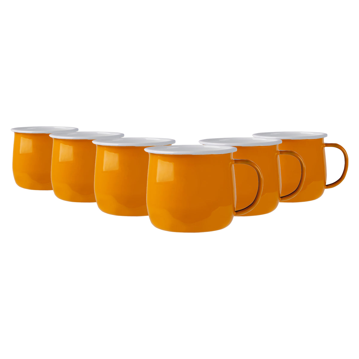 Coloured Enamel Belly Mugs Pack Six