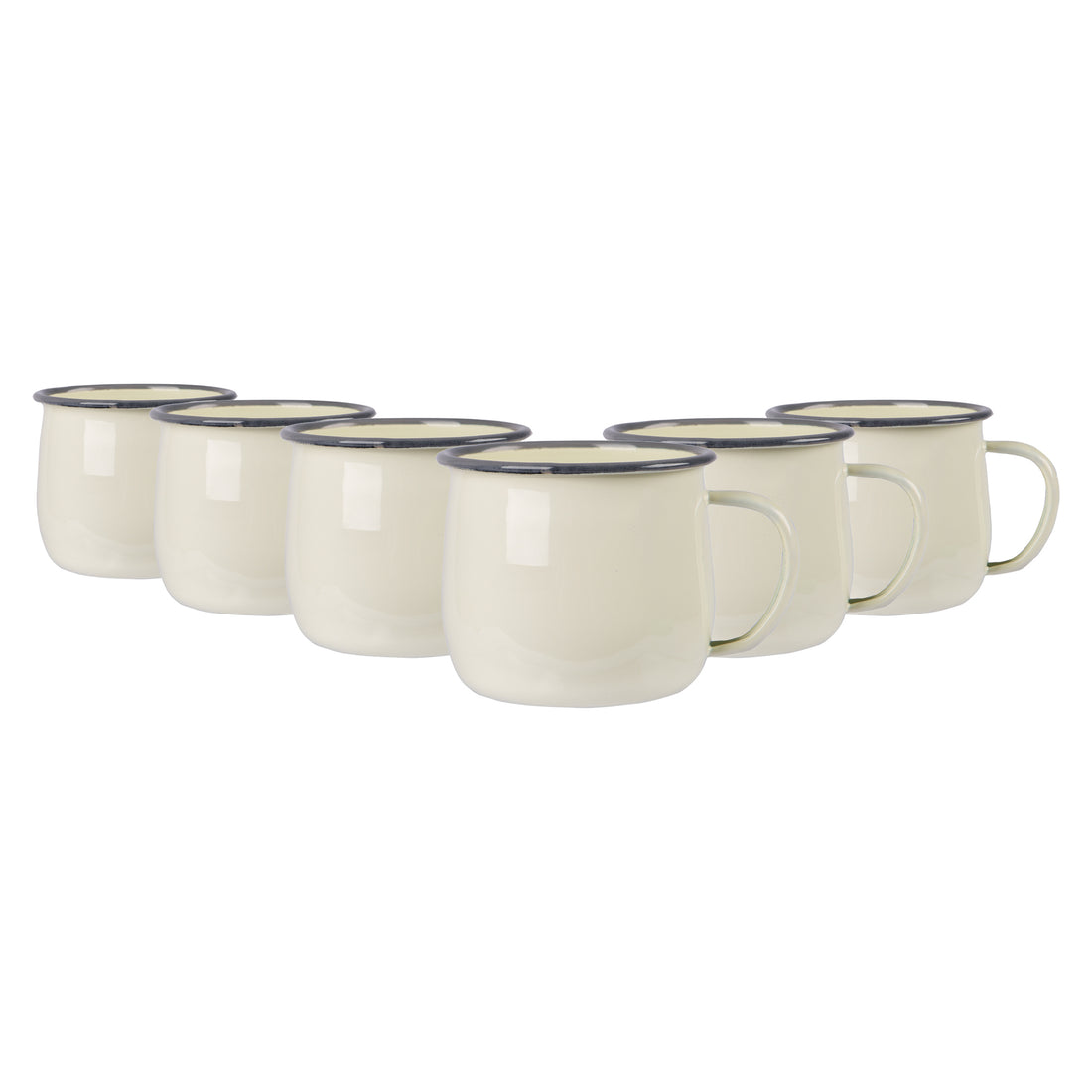 375ml Pastel Cream Enamel Belly Mugs - Pack of 6