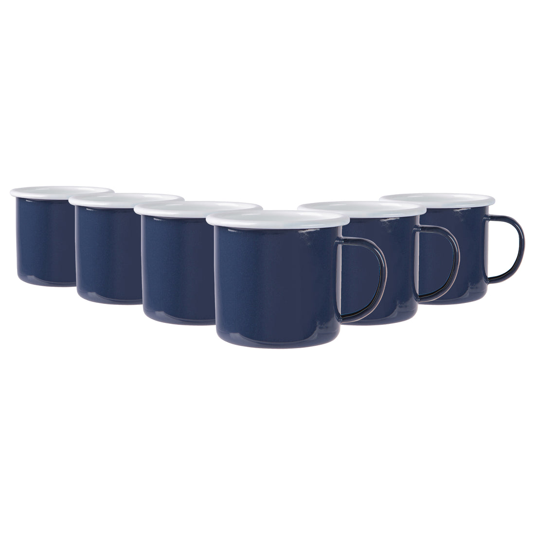 375ml Blue Enamel Mugs - Pack of 6
