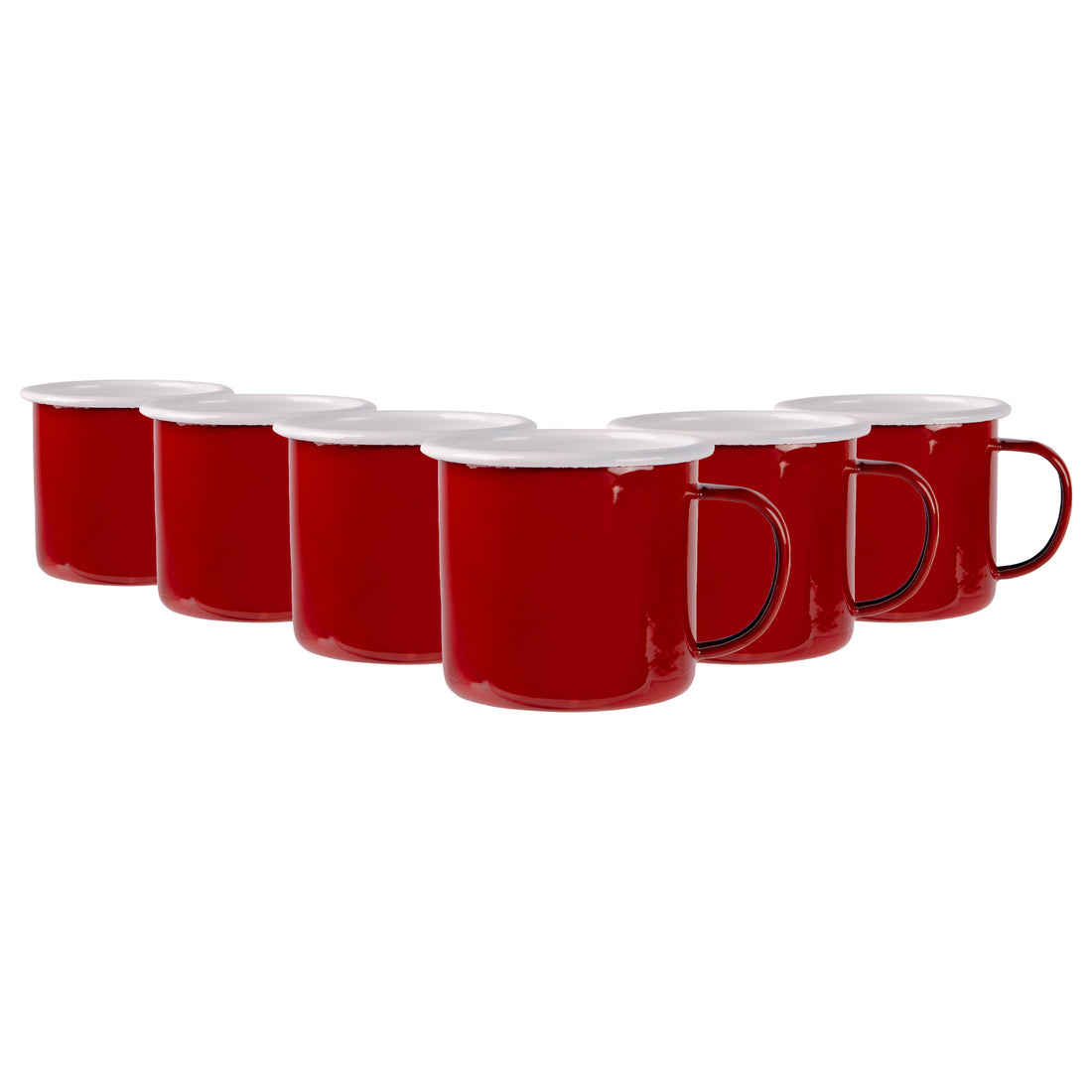375ml Red Enamel Mugs - Pack of 6