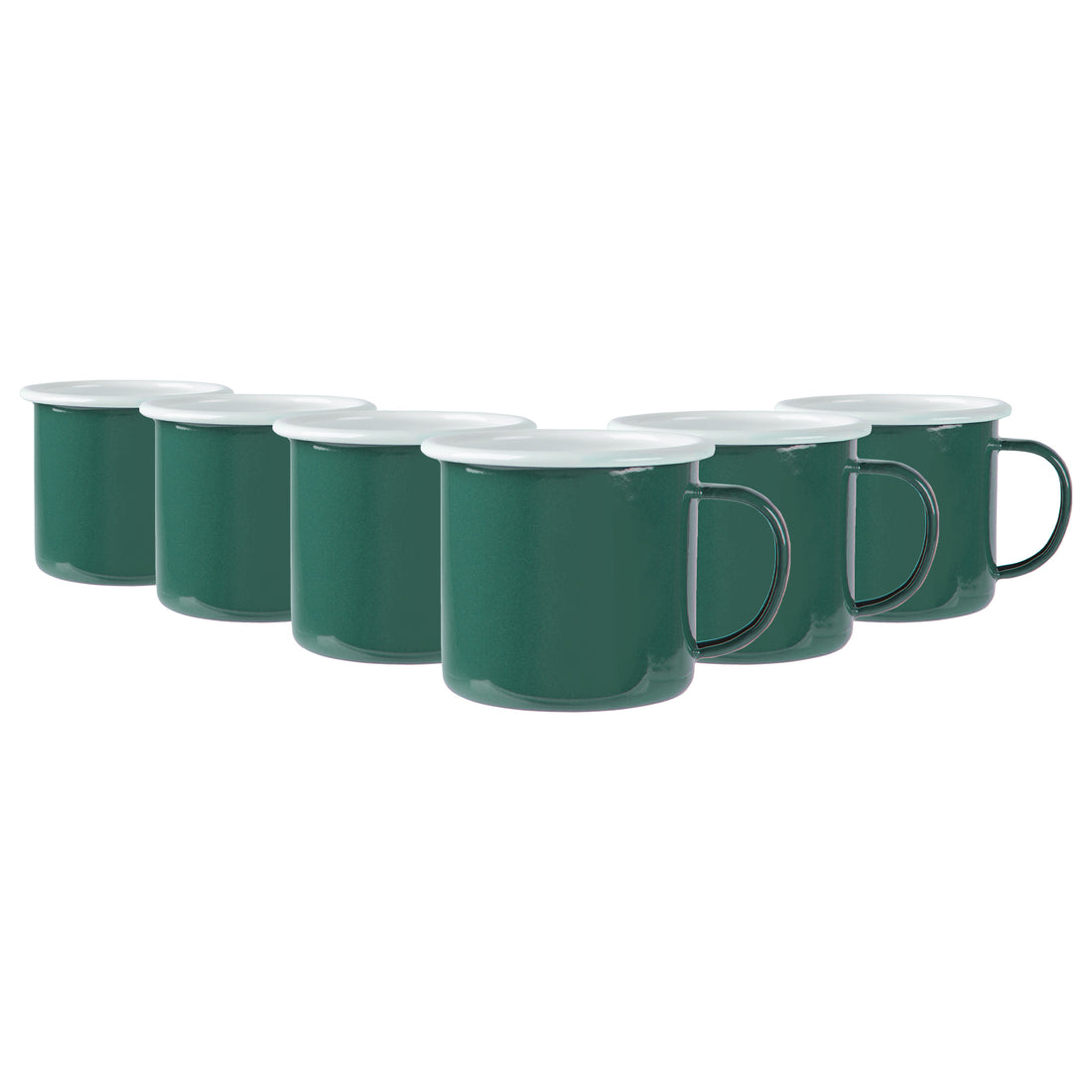 375ml Green Enamel Mugs - Pack of 6