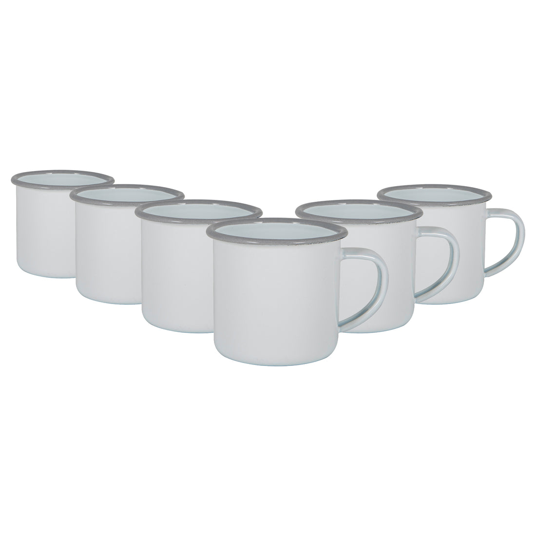 130ml White &amp; Grey Enamel Espresso Cups - Pack of 6