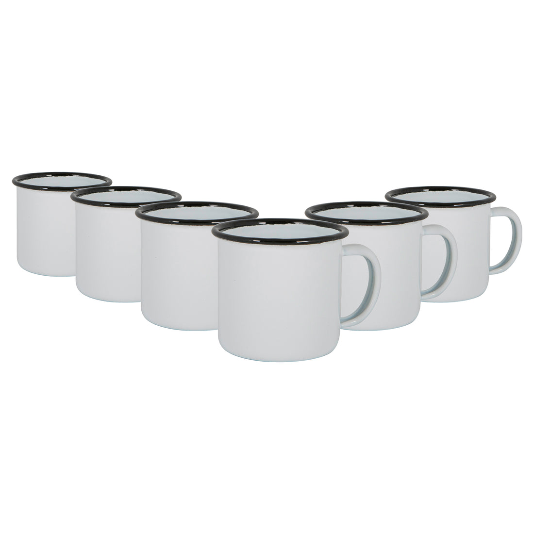 130ml White &amp; Black Enamel Espresso Cups - Pack of 6