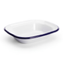 White Enamel Pie Dish - 18 x 13.5cm - Blue