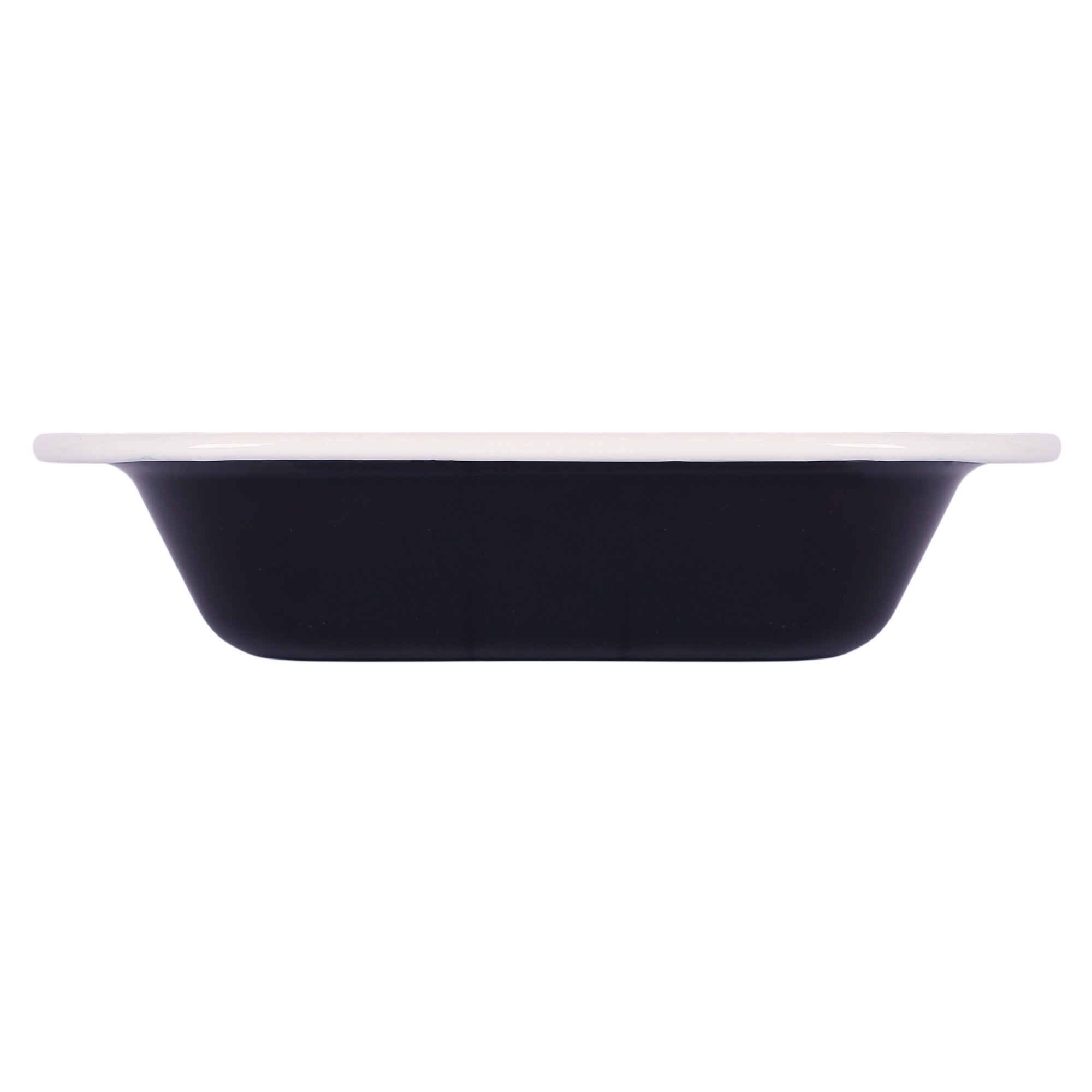 Black Enamel Pie Dish - 18 x 13.5cm - White