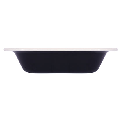 Black Enamel Pie Dish - 18 x 13.5cm - White