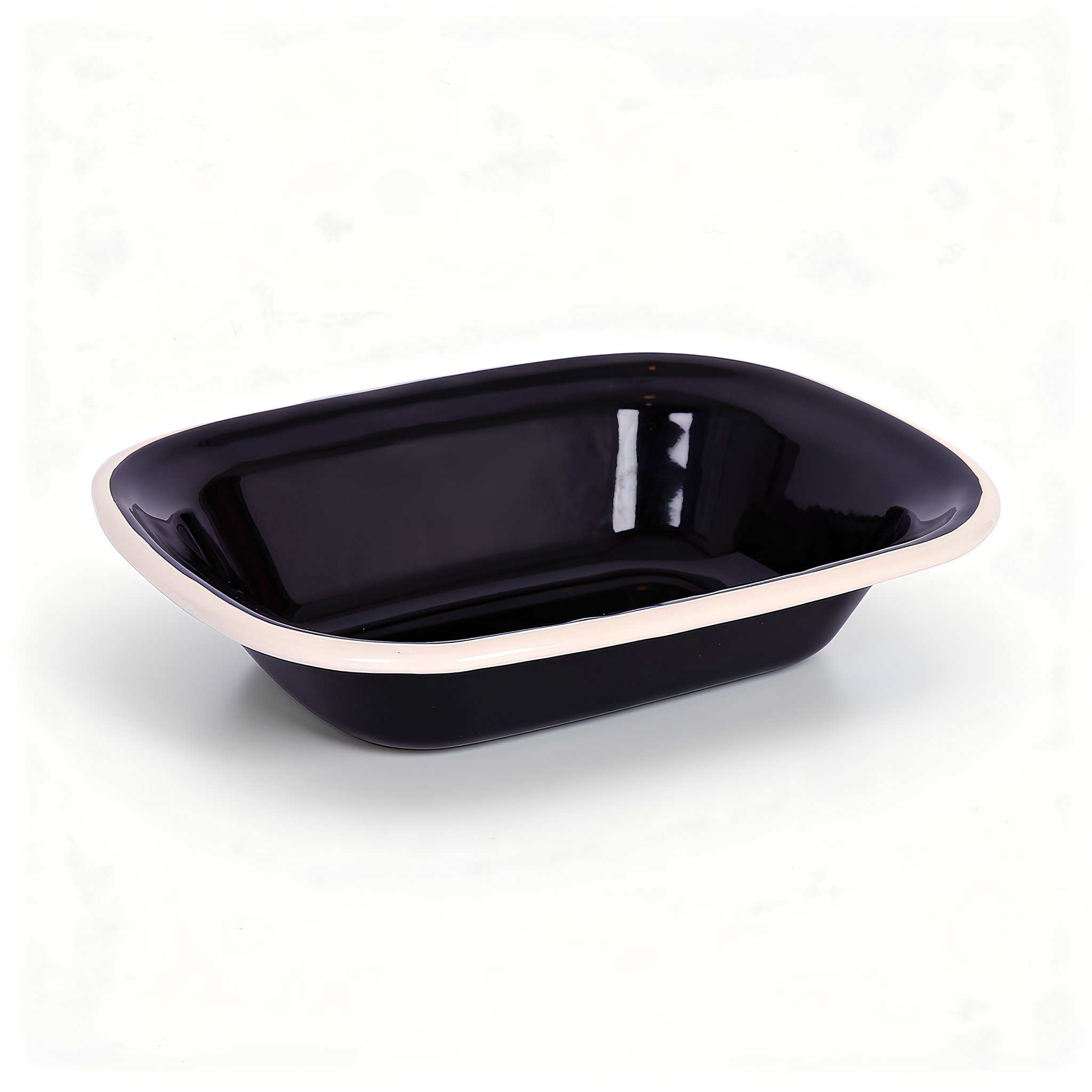 Black Enamel Pie Dish - 18 x 13.5cm - White