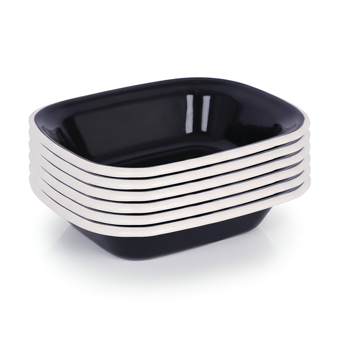 Black Enamel Pie Dishes - 18 x 13.5cm - White - Pack of 6