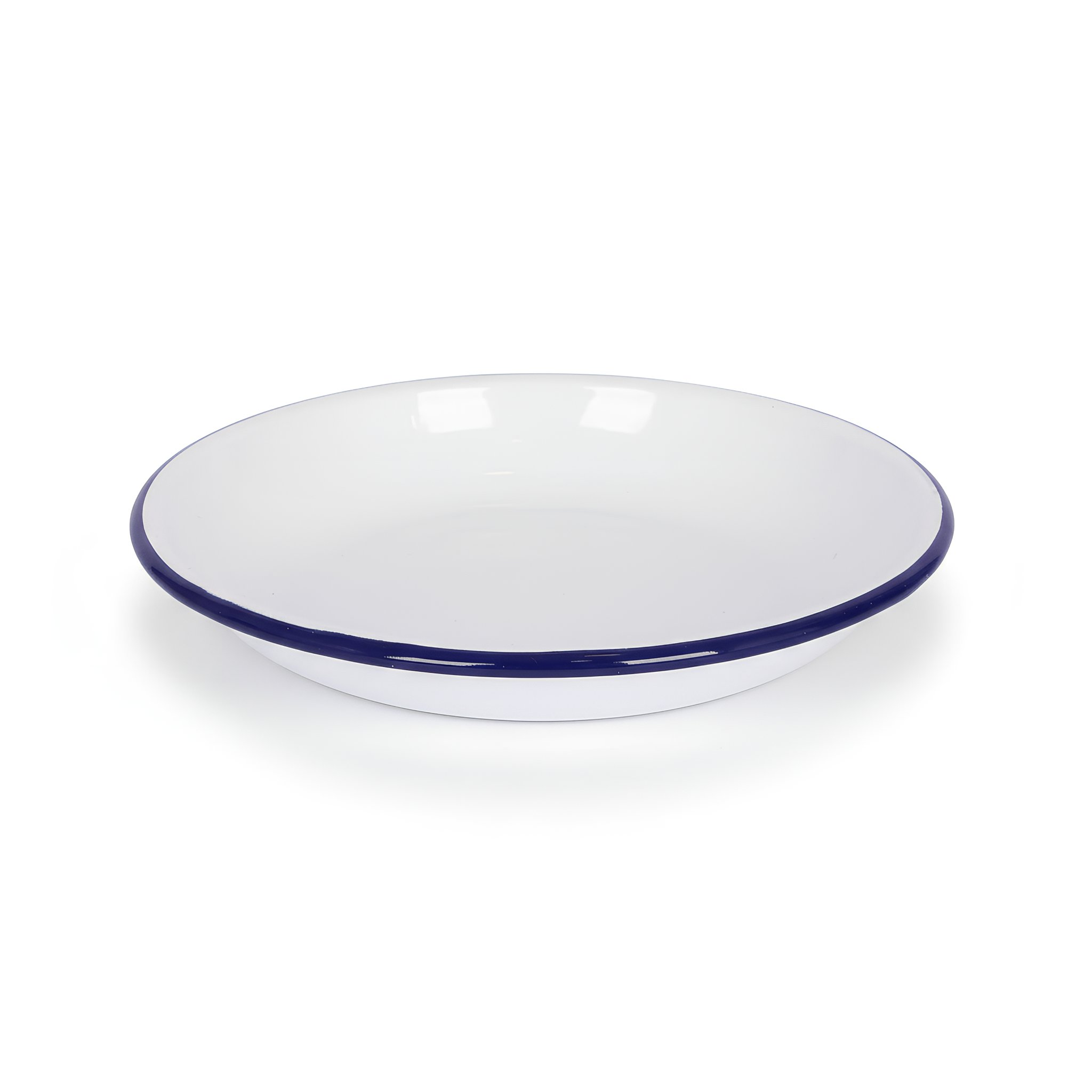 White Enamel Pasta Bowl - 20cm - Blue