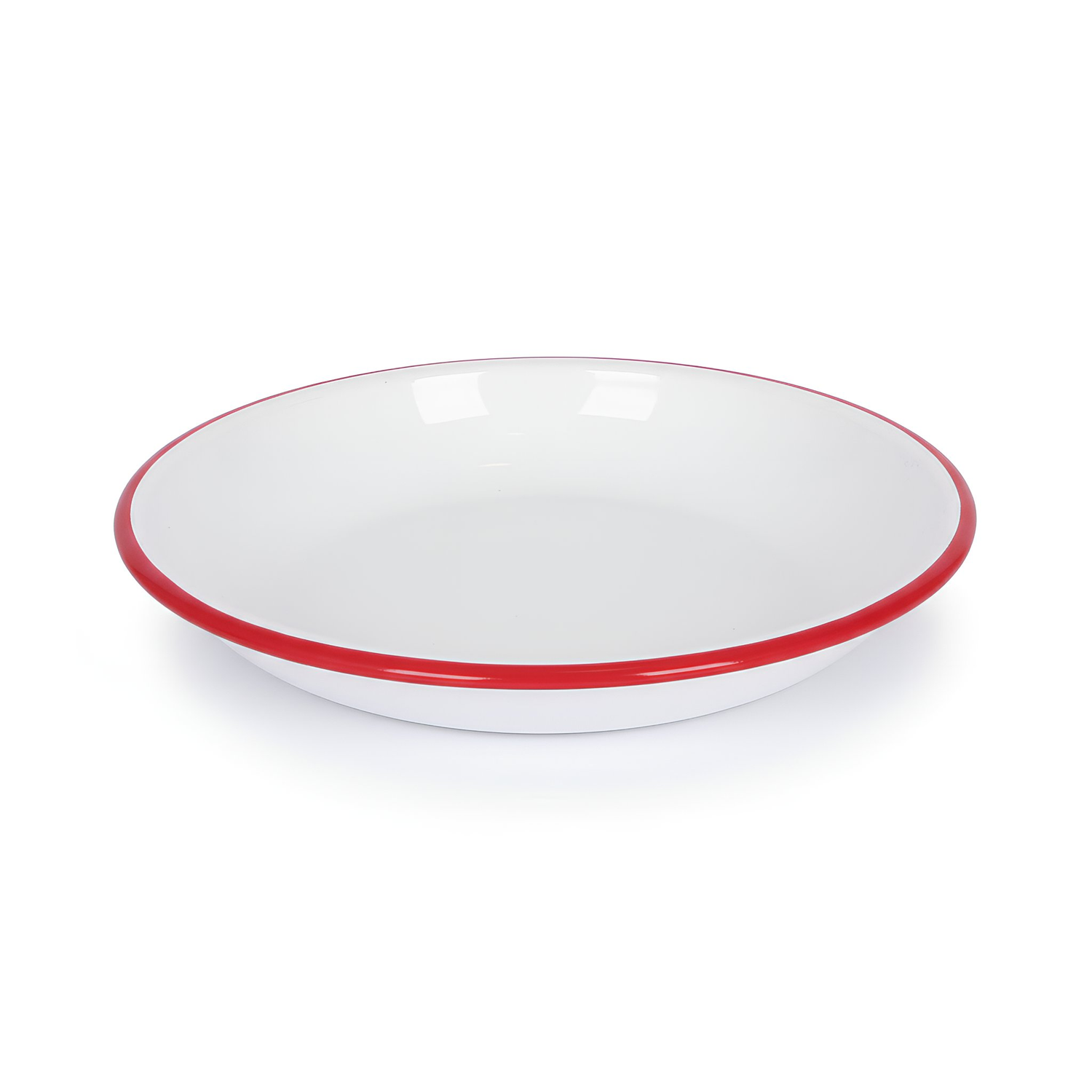 White Enamel Pasta Bowl - 20cm - Red