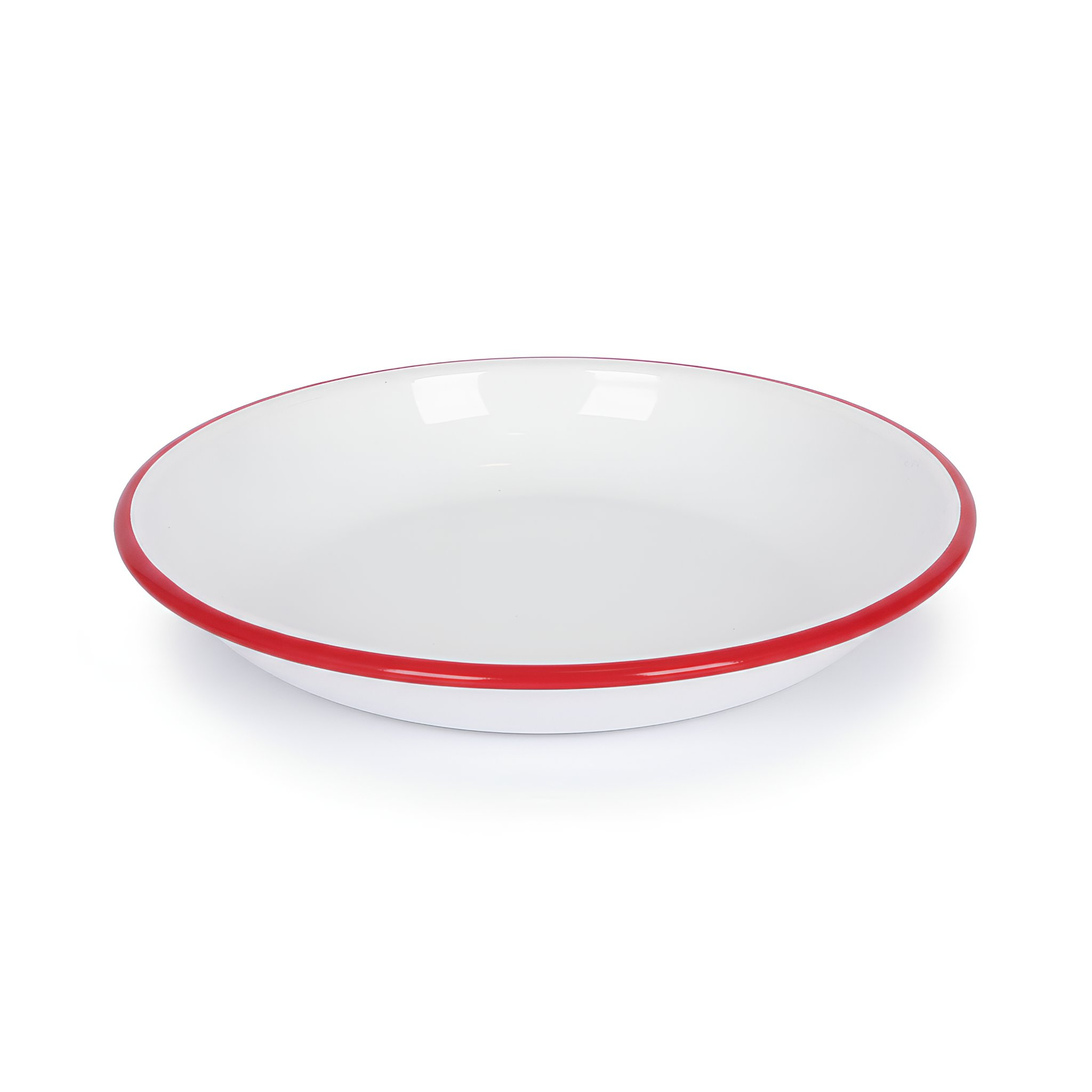 White Enamel Pasta Bowl - 20cm - Red