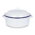 White Round Enamel Roaster - 30cm - Blue