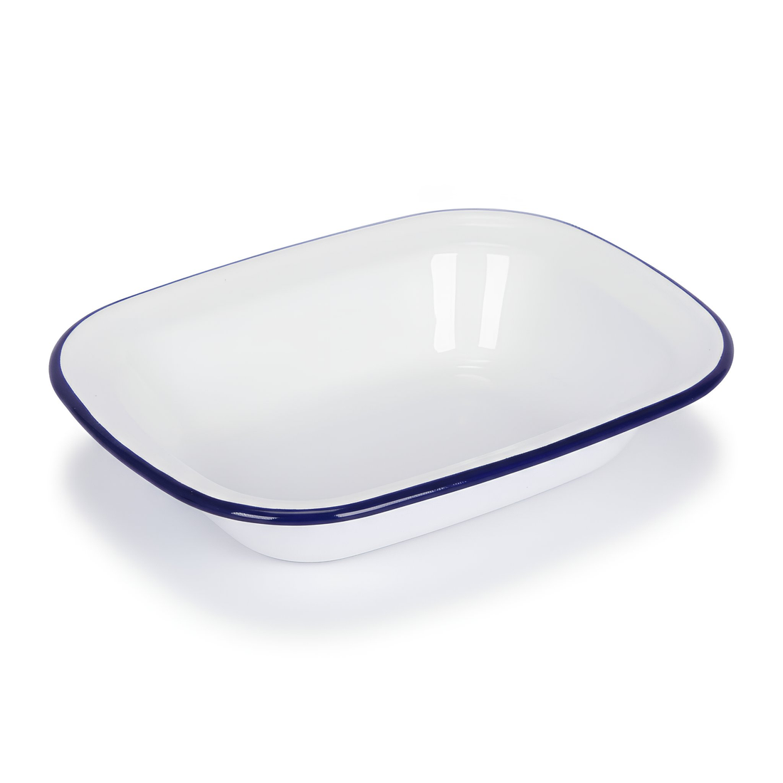 White Enamel Pie Dish - 22 x 16.5cm - Blue