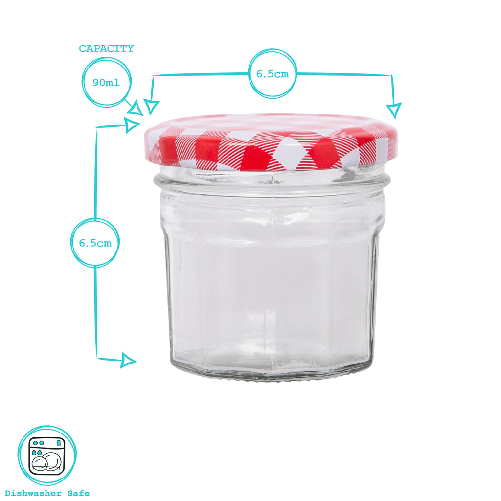 90ml Glass Jam Jars with Lids Pack of 6 By Argon Tableware