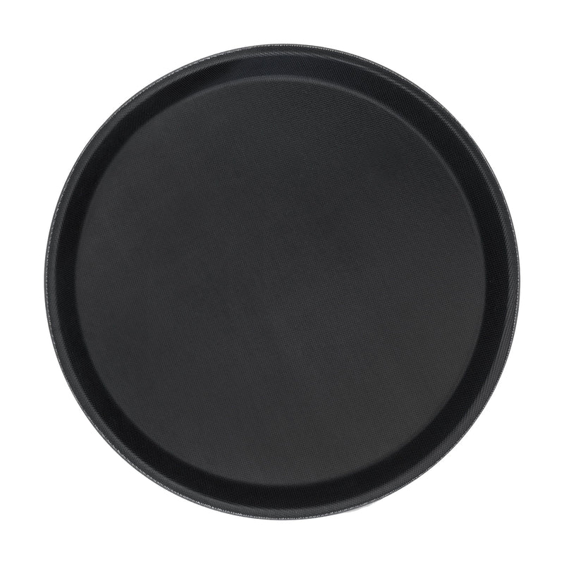 27.5cm Black Round Plastic Non-Slip Serving Tray - By Argon Tableware