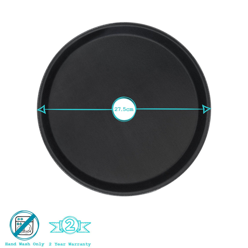 27.5cm Black Round Plastic Non-Slip Serving Tray - By Argon Tableware