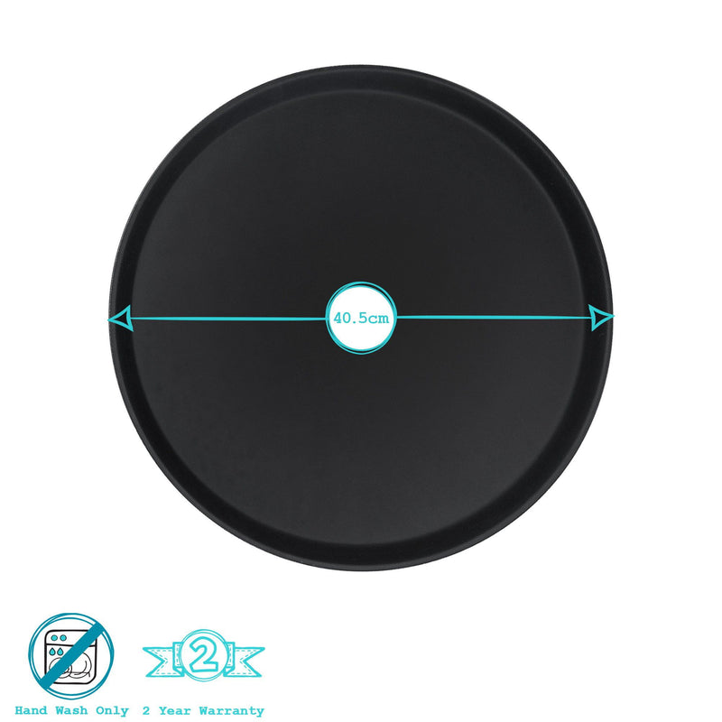 40.5cm Black Round Plastic Non-Slip Serving Tray - By Argon Tableware