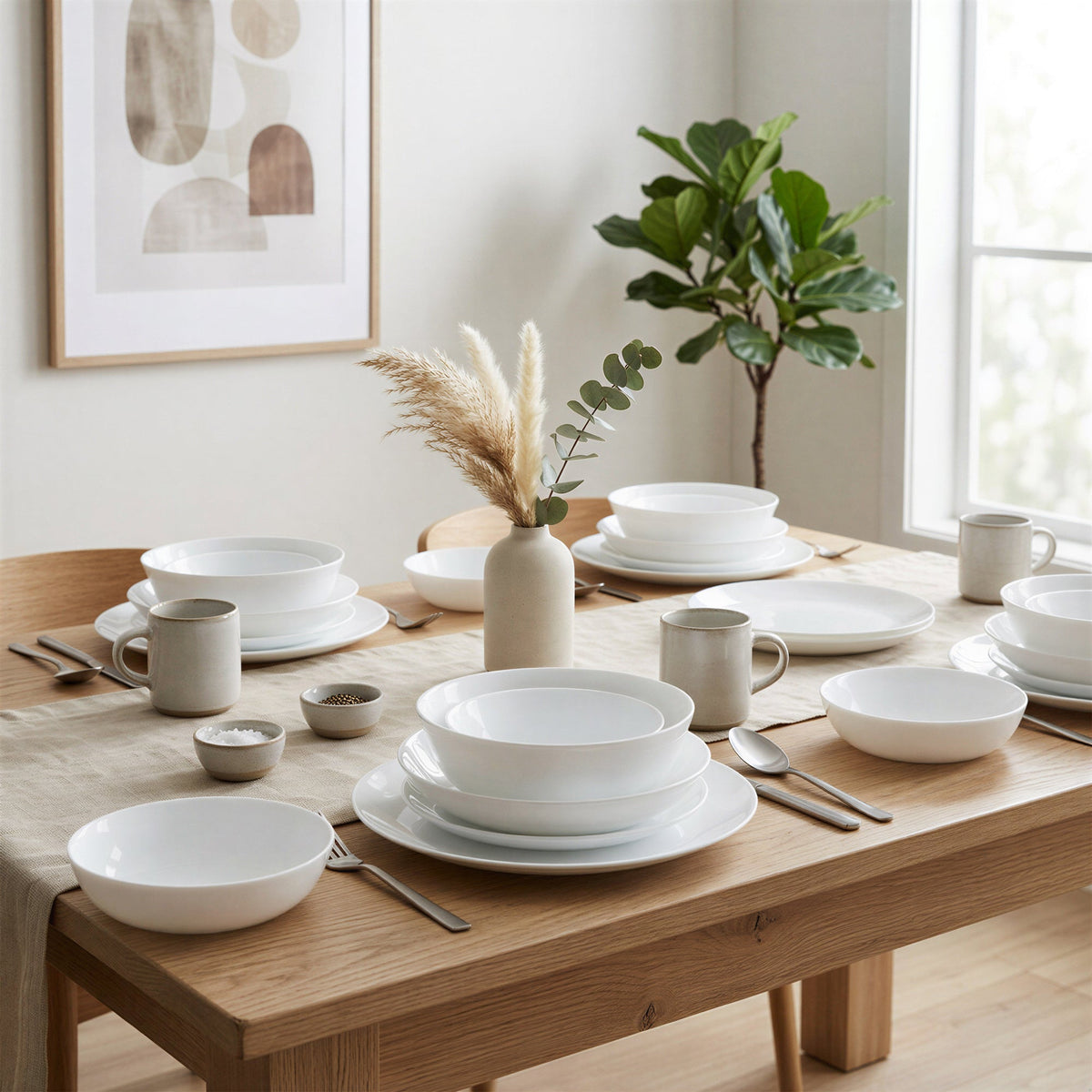 Round Opalware Cereal Bowls - 16cm - White - Pack of 6