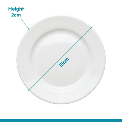 Round Opalware Side Plates - 15cm - White - Pack of 6