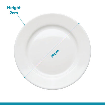 Round Opalware Dessert Plates - 19cm - White - Pack of 6