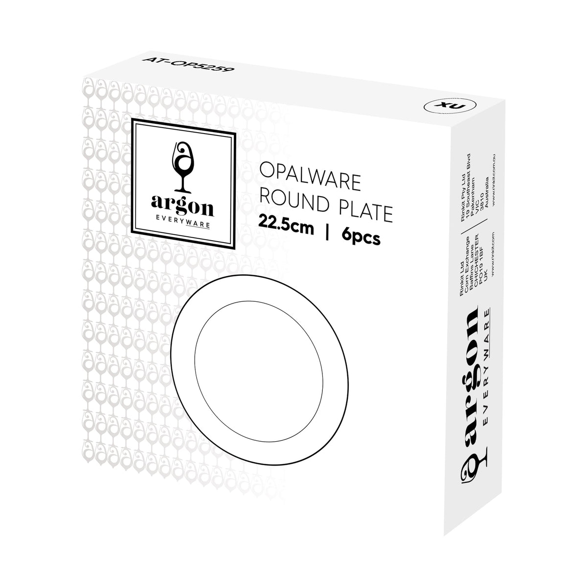 Round Opalware Buffet Dinner Plates - 22.5cm - White - Pack of 6