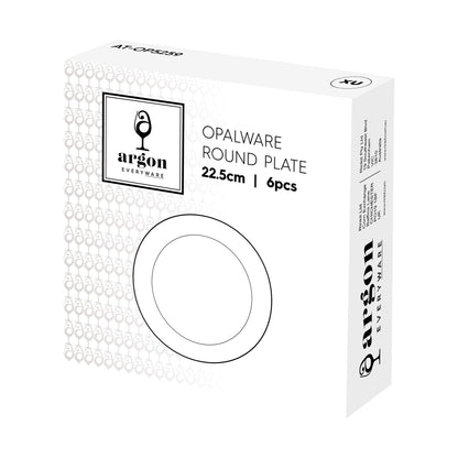 Round Opalware Buffet Dinner Plates - 22.5cm - White - Pack of 6