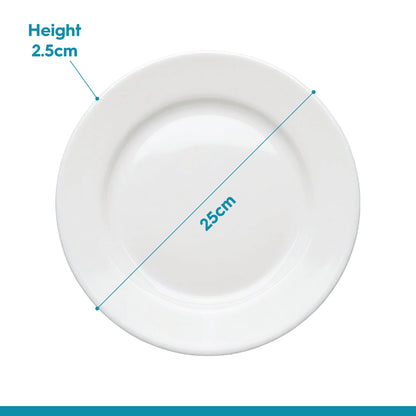 Round Opalware Dinner Plates - 25cm - White - Pack of 6