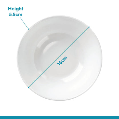 Round Opalware Cereal Bowls - 16cm - White - Pack of 6
