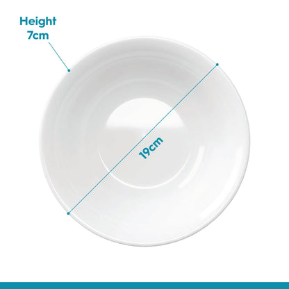 Round Opalware Salad Bowls - 19cm - White - Pack of 6