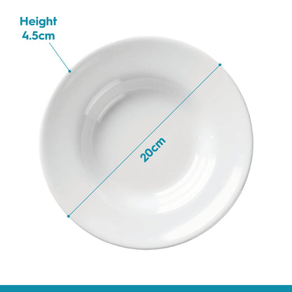 Round Opalware Pasta Bowls - 20cm - White - Pack of 6