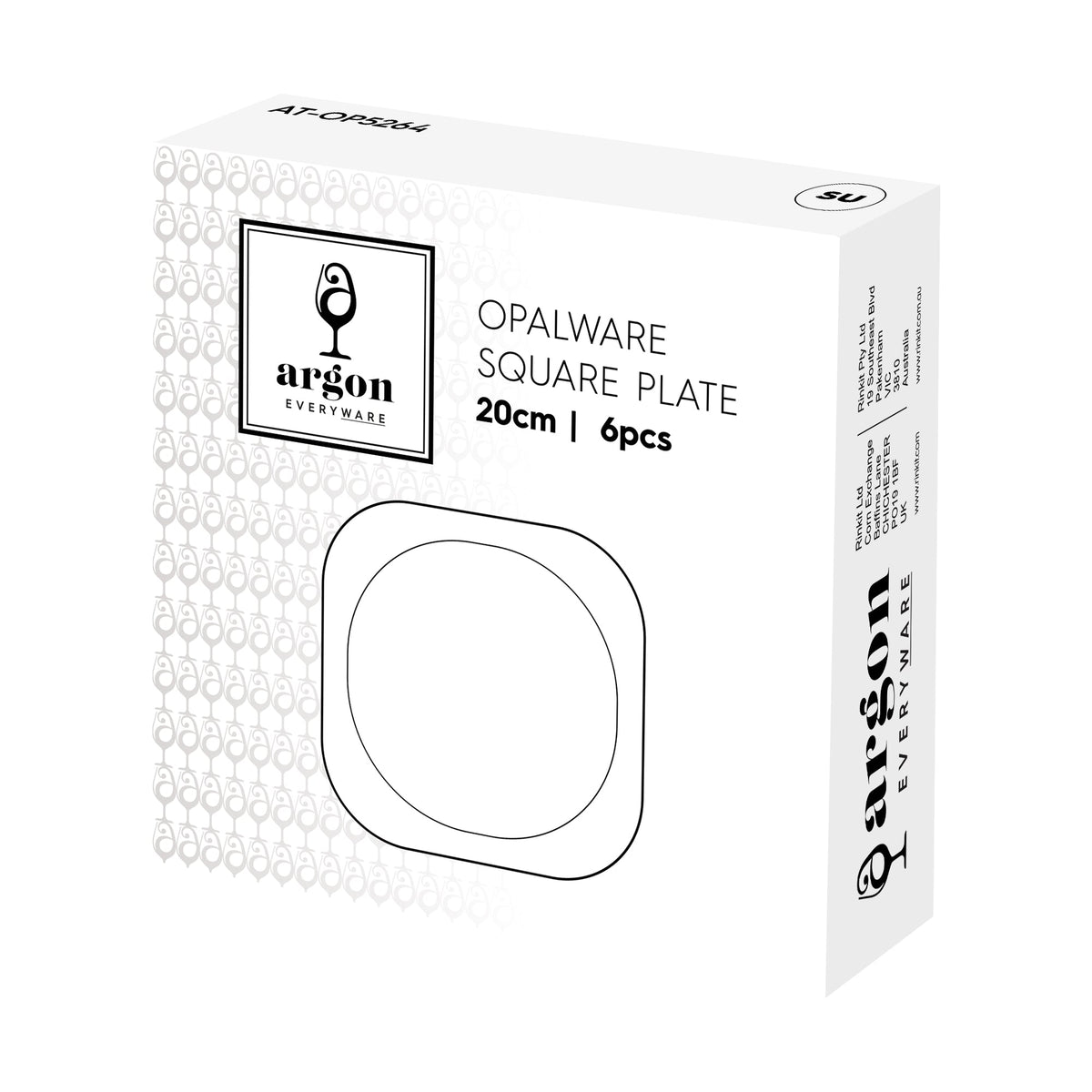 Square Opalware Dessert Plates - 20cm - White - Pack of 6