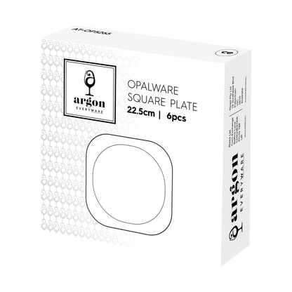 Square Opalware Buffet Dinner Plates - 22.5cm - White - Pack of 6